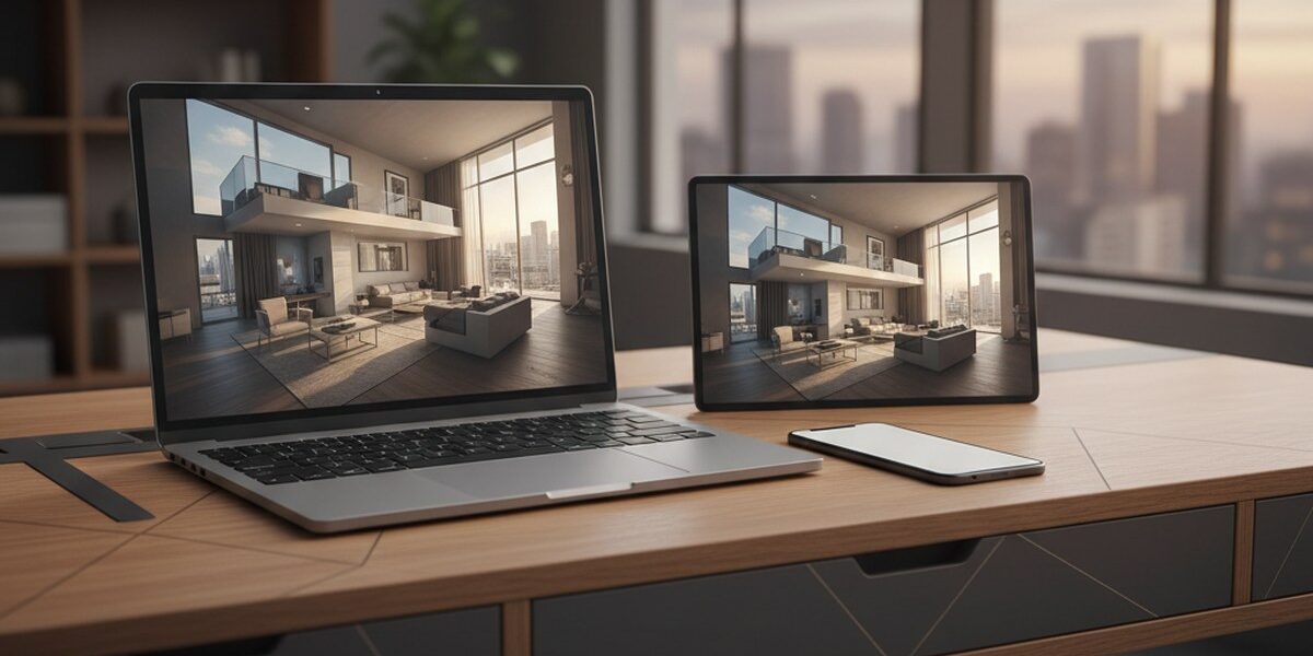 AI-generated illustration for the article: How to embed a Pro3D tour on your website and test it on a phone AI-иллюстрация к статье: Как встроить тур Pro3D на сайт и проверить просмотр на телефоне